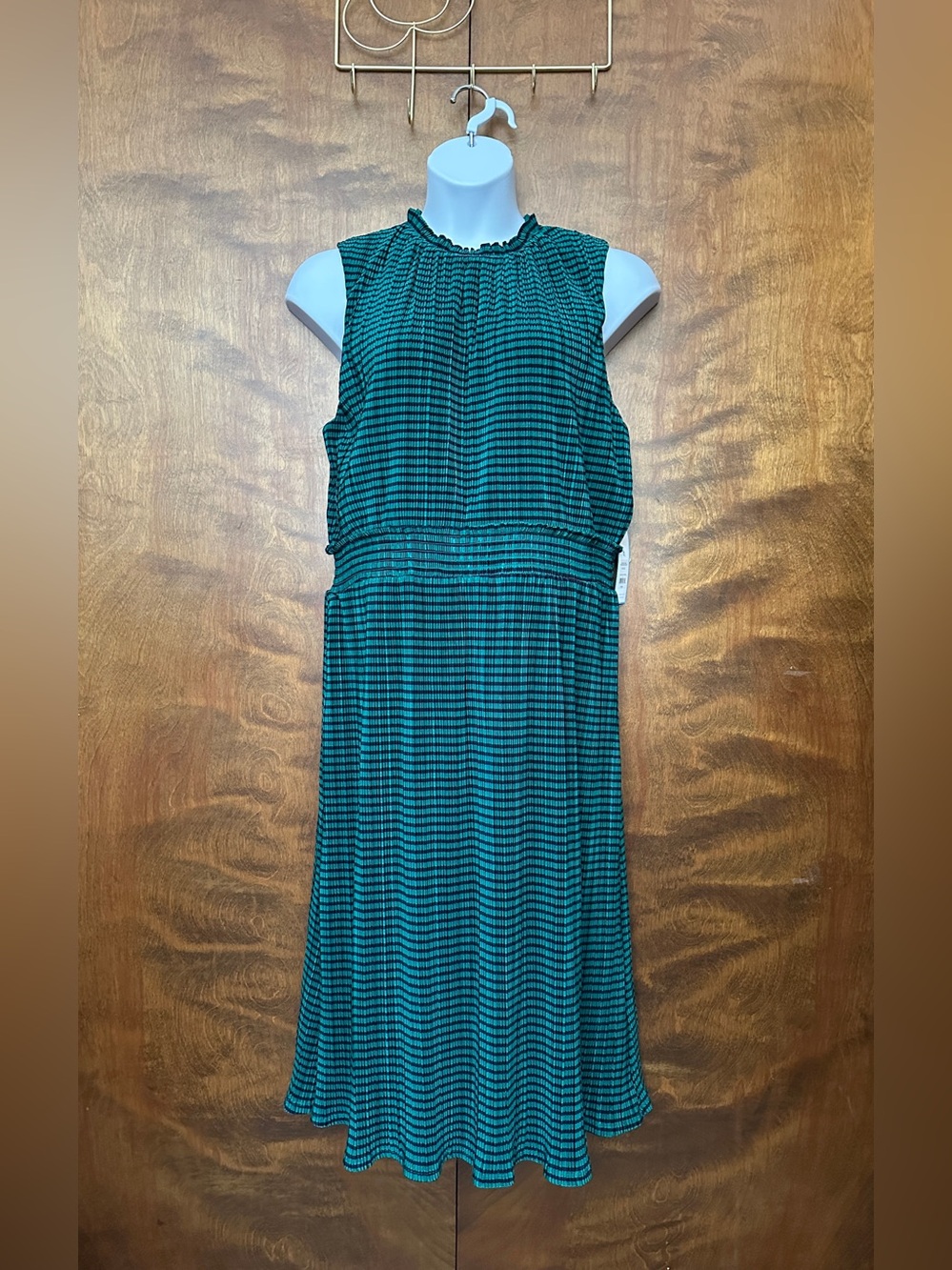 Draper James Smocked Waist Sleeveless Midi Dress Womens XXL Navy & Teal Stripes